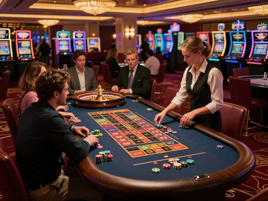 N188 players engaging enthusiastically at a roulette table, capturing the excitement of casino gaming.