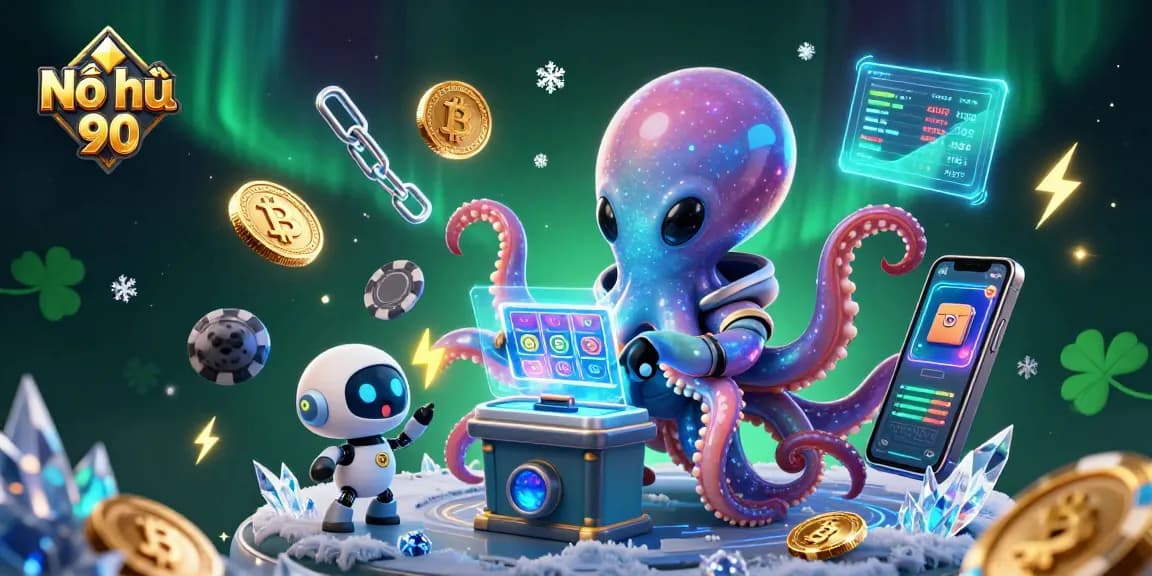 Engage with Nổ hũ 90's exciting slots in a vibrant alien-themed casino environment.