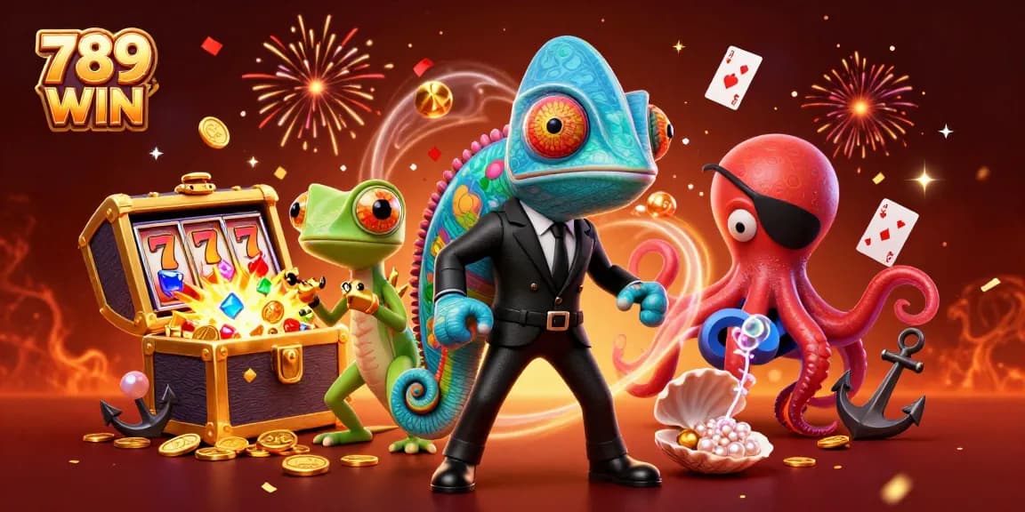 Immerse in the excitement of 789 WIN with our vibrant 3D casino illustration showcasing thrilling gaming elements.