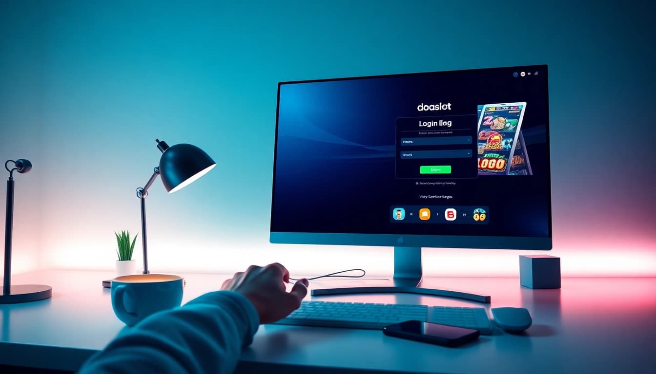 Engaging with the doaslot login interface on a modern computer setup.