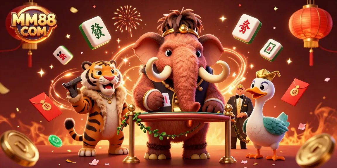 Experience the vibrant atmosphere of MM88 COM with a lively casino scene featuring animated characters.