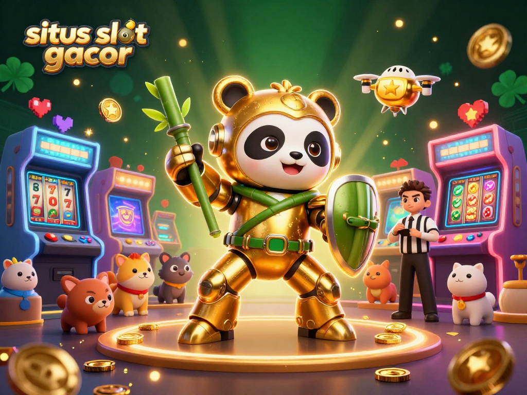 Engage with situs slot gacor in this vibrant 3D illustration featuring an epic gaming arena full of action.