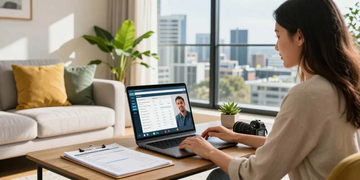 airbnb management melbourne in a vibrant apartment with a host managing bookings and communicating with guests
