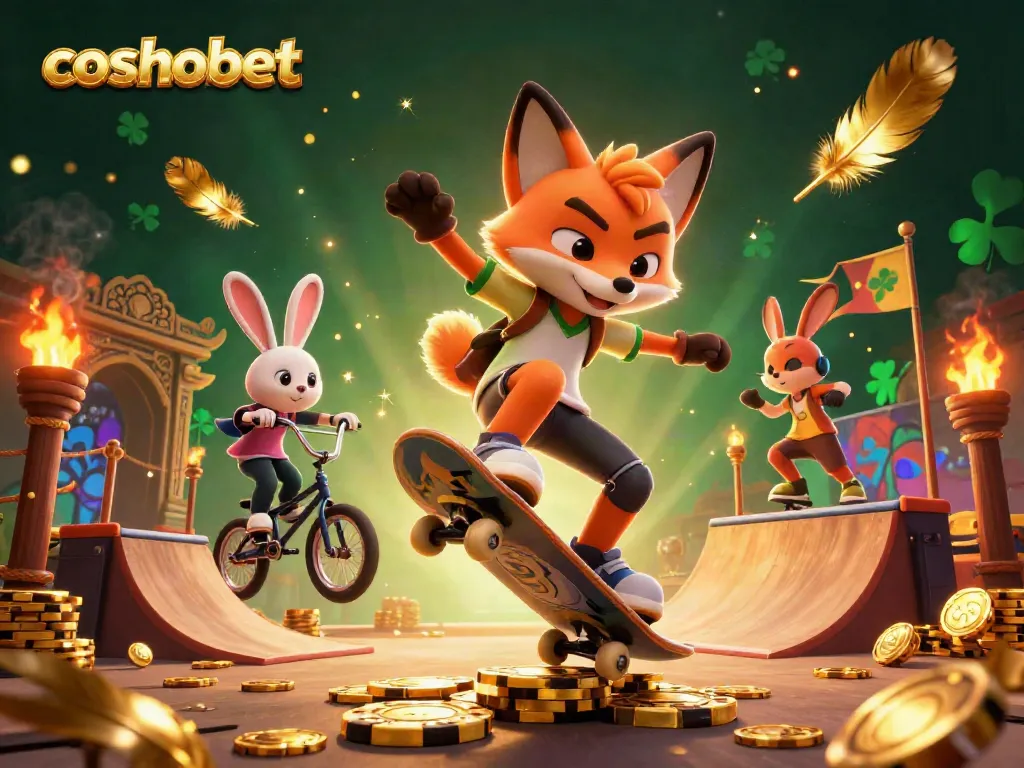 Experience thrilling gameplay with cosmobet in this vibrant casino-themed 3D illustration featuring playful characters.