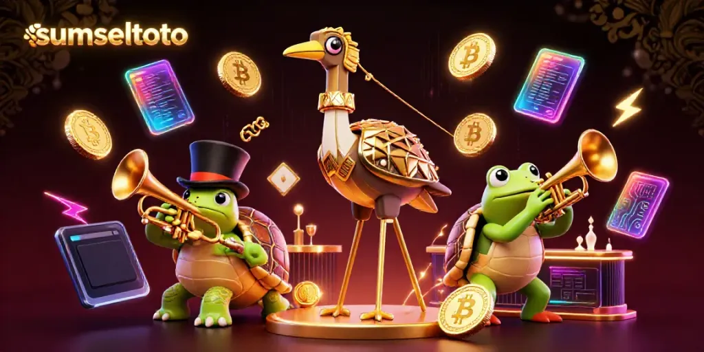 Engage with sumseltoto through dynamic casino elements and vibrant characters at a speakeasy.