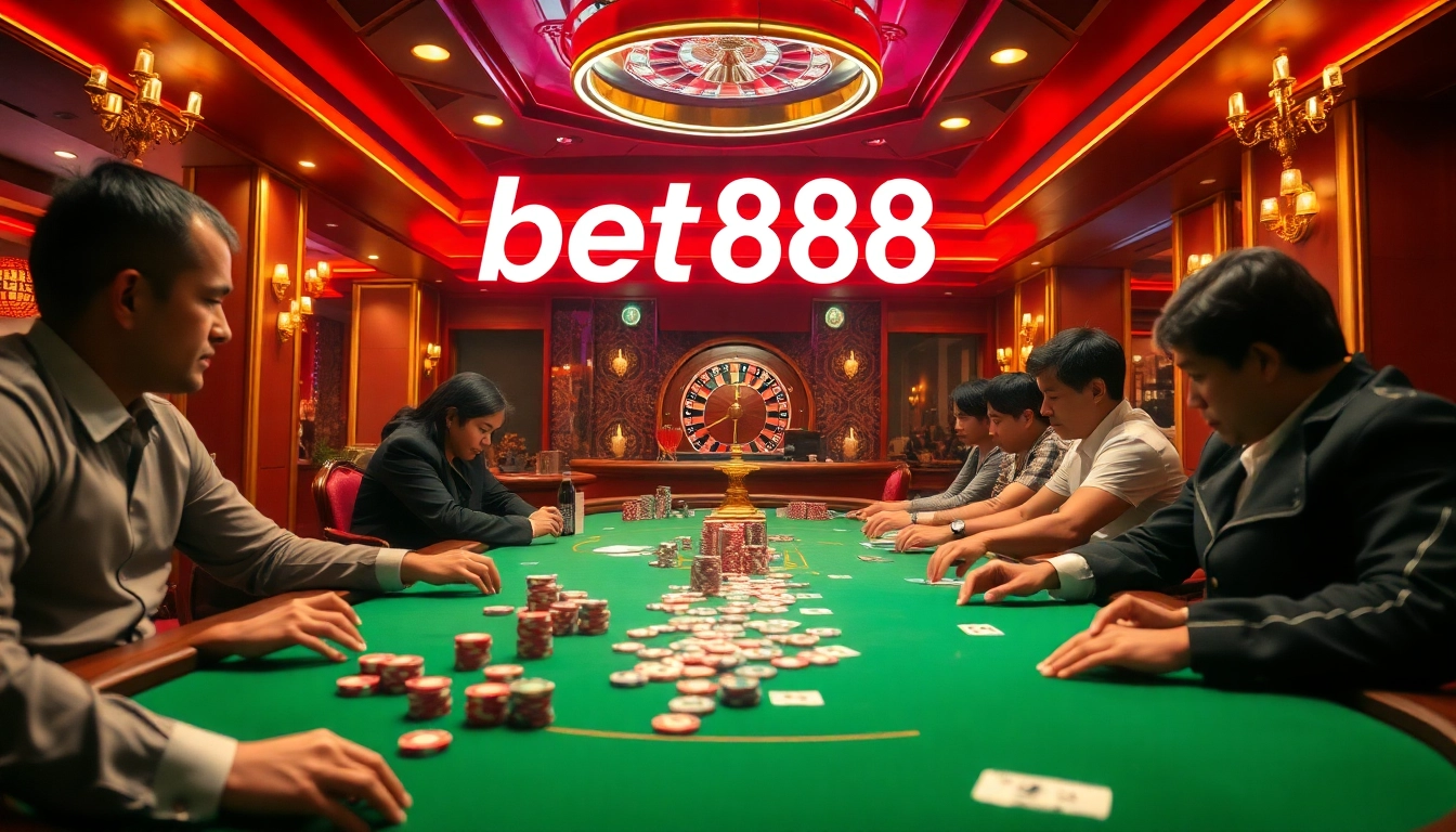 Enjoy the high-stakes excitement of a poker game at bet888's luxurious casino.