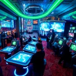 Experience New Technology in a modern casino with interactive gaming tables and augmented reality.