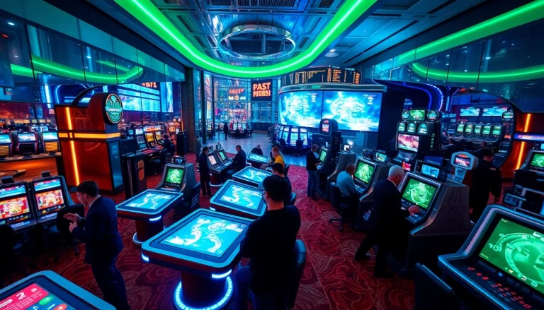Experience New Technology in a modern casino with interactive gaming tables and augmented reality.