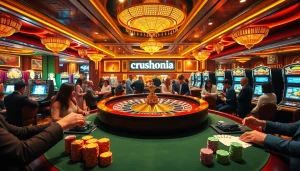 Experience the thrill of gambling with Crushonia's roulette and vibrant players.