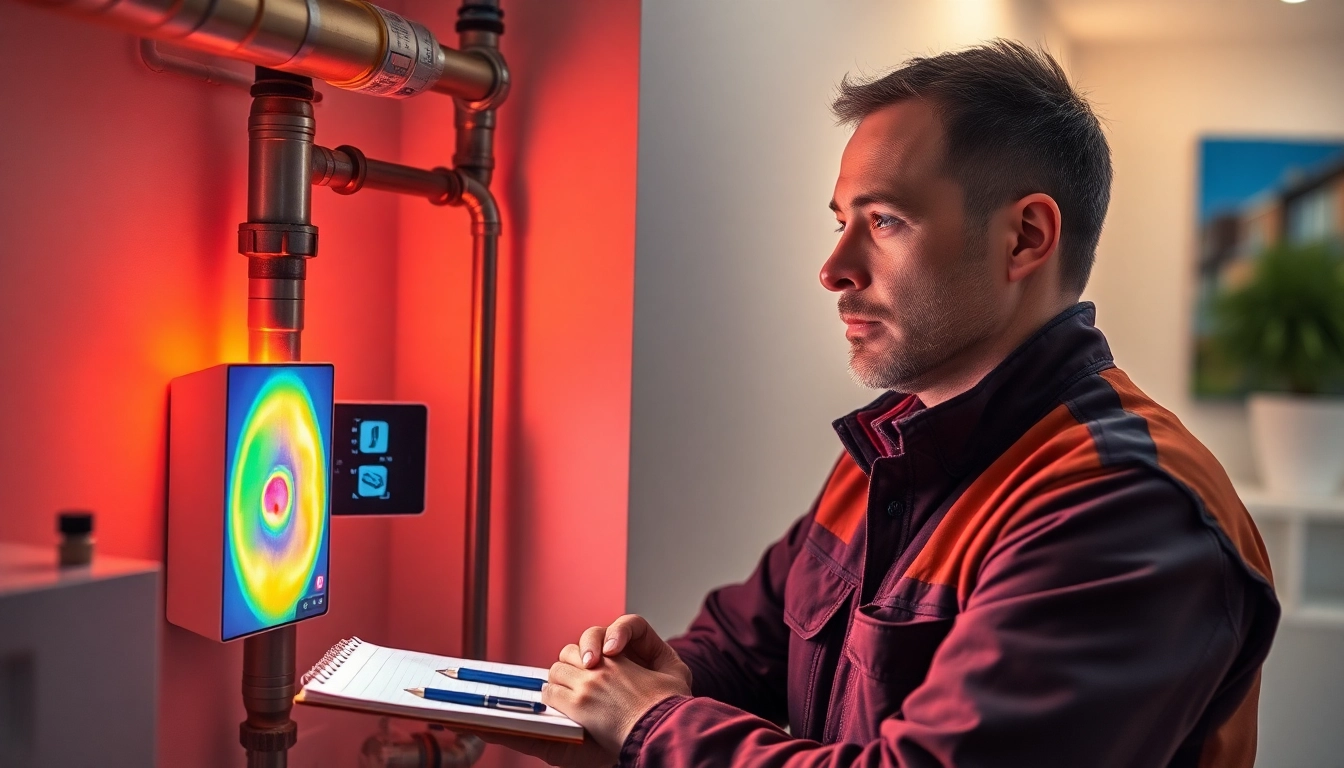 Spotting a leak using Central Heating Leak Detection techniques with thermal imaging.