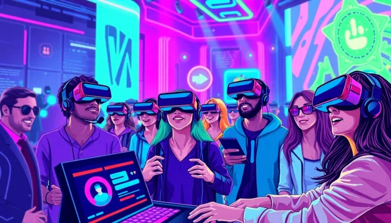 Experience gamification technology in action with diverse gamers engaged in immersive VR experiences.