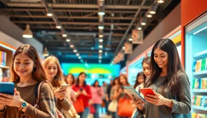 Engage with Ultimateshops' vibrant online shopping experience filled with diverse shoppers and technology.