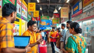 Hela Add showcases a lively online marketplace in Sri Lanka with diverse people engaging in transactions.