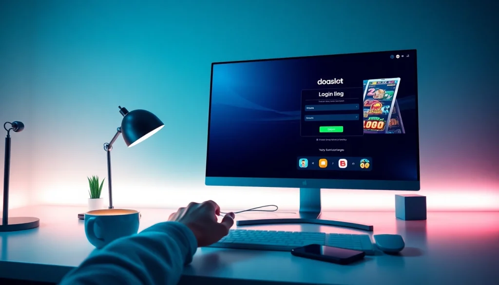 Engaging with the doaslot login interface on a modern computer setup.