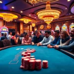 Gamblers enjoying high-stakes play at xx88's luxurious casino, with vibrant tables and exciting atmosphere.