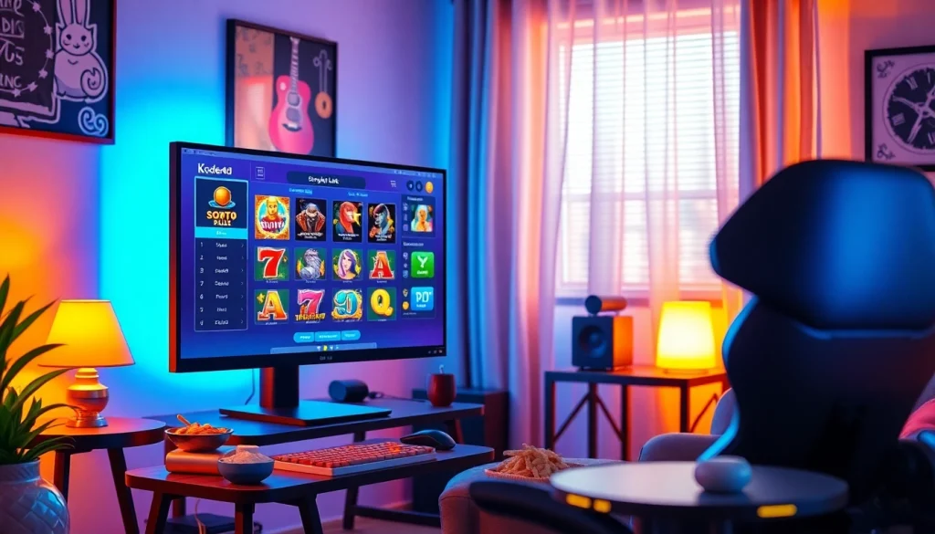 Exciting online gaming atmosphere showcasing the Kode4d link interface on-screen with colorful slot animations.