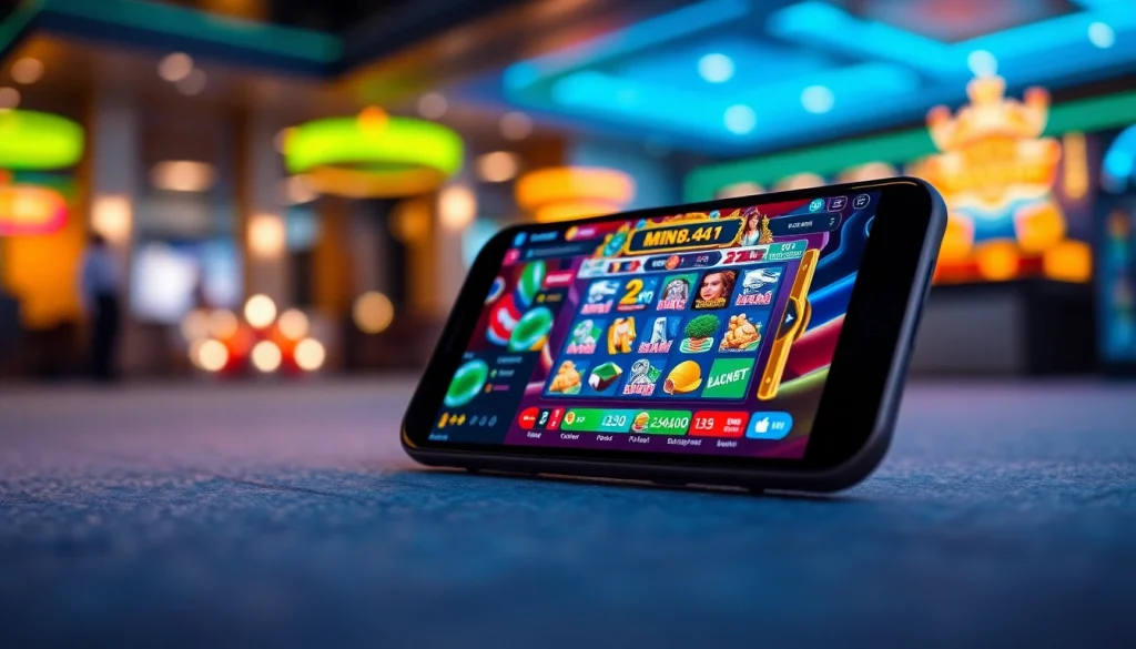 Exciting gaming experience at https://mm88.agency/ with vibrant online games displayed on a smartphone.