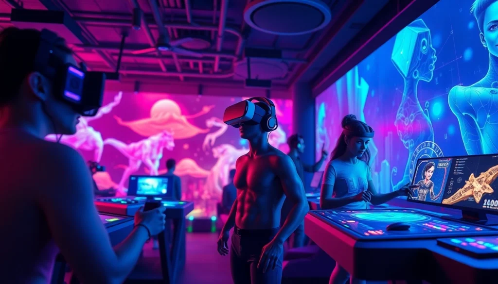Exciting virtual reality scene featuring interactive AI characters in sex games ai environment.