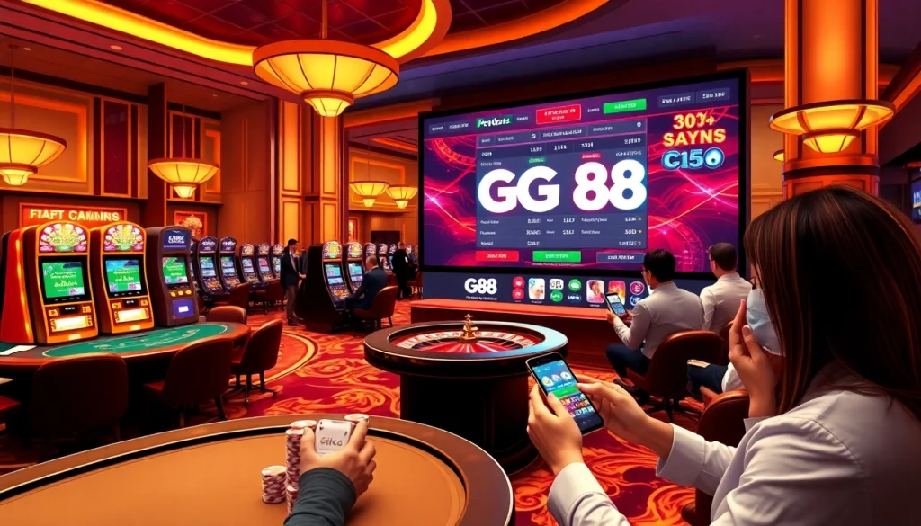 Engaging bettors enjoying the seamless mobile gaming experience at https://gg88.co.com/ with luxury casino elements.