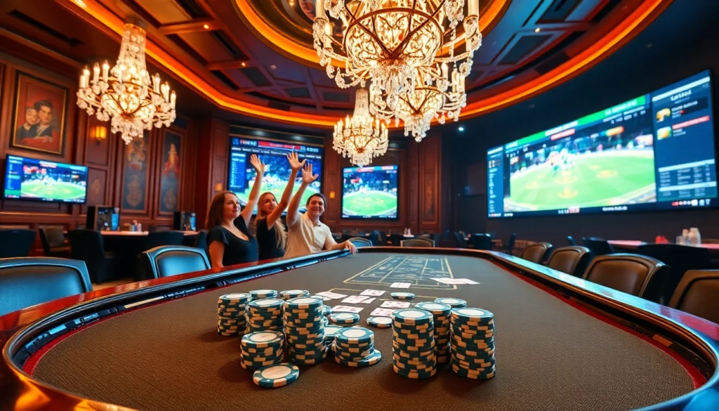 Bong da bet168 action at a luxurious poker table with chips and live sports updates.