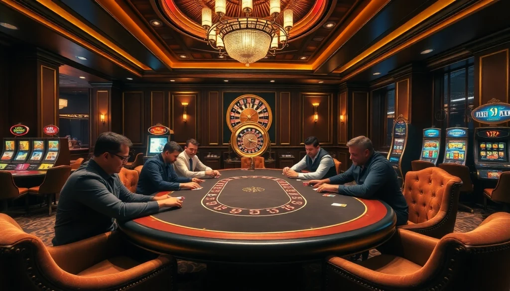 Exciting poker game at 88i com casino with lavish decor and vibrant chips