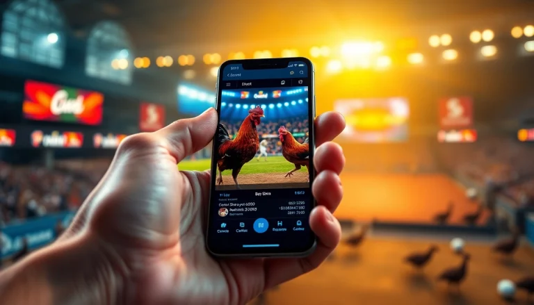 Live cockfighting interface on sv368win.live app, showcasing betting excitement and vibrant digital graphics.