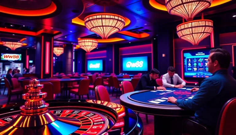 Experience high-stakes gaming at ww88 com with engaging roulette and poker tables.