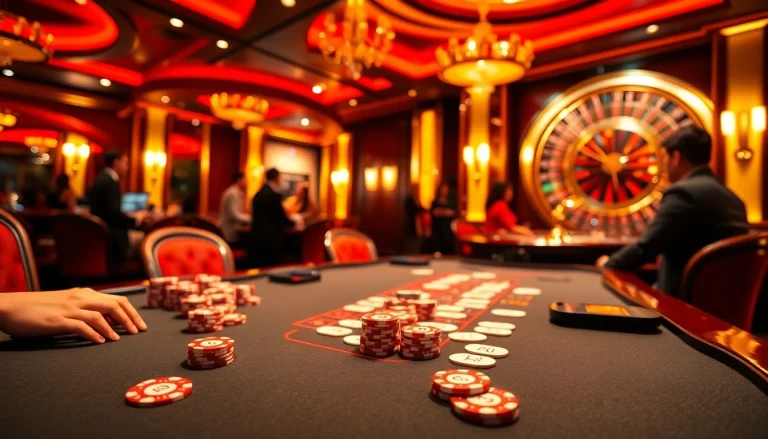 KJC XX88 players engage in high-stakes poker at a luxurious casino table.