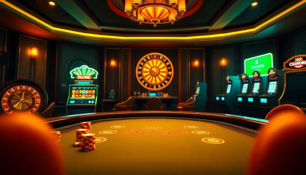 A player enjoying exciting online games at 69vn.gb.net, surrounded by vibrant casino elements.