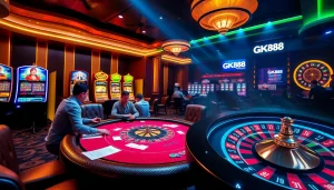 Experience the thrill of online gambling at GK88 with vibrant casino elements and dynamic gameplay.
