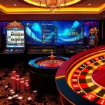 Engage with exciting online gambling at https://tg885.net/ featuring vibrant slot machines and poker chips.