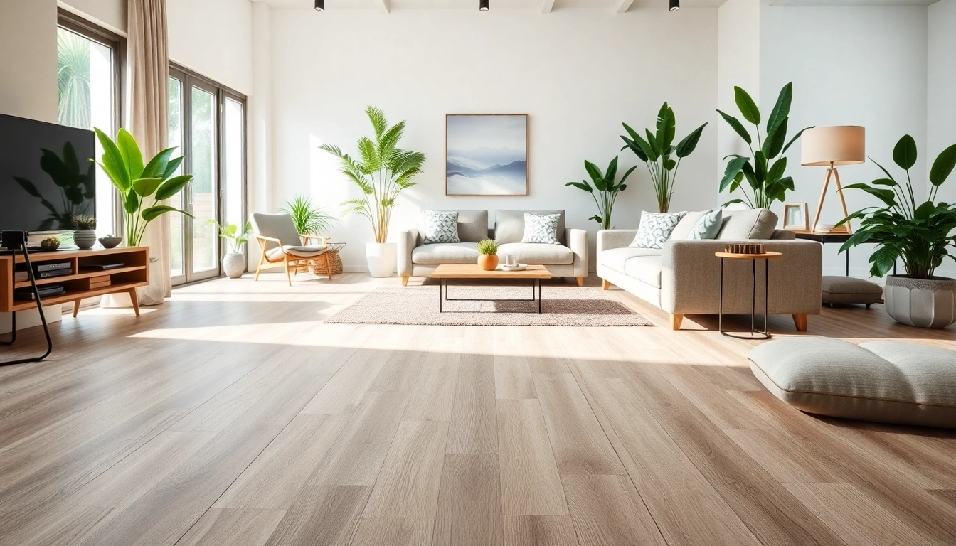Explore quality vinyl flooring enhancing a sophisticated living room with modern decor.