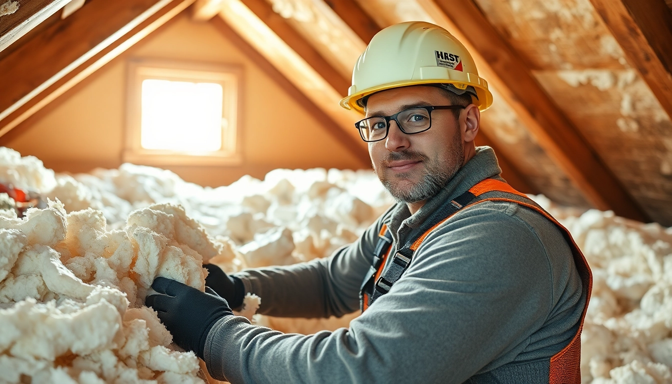 Loft insulation removal specialist efficiently removing insulation in a well-lit attic.